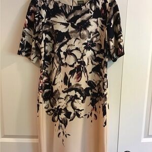 Taylor Black and Cream Puff Sleeve Sheath Dress